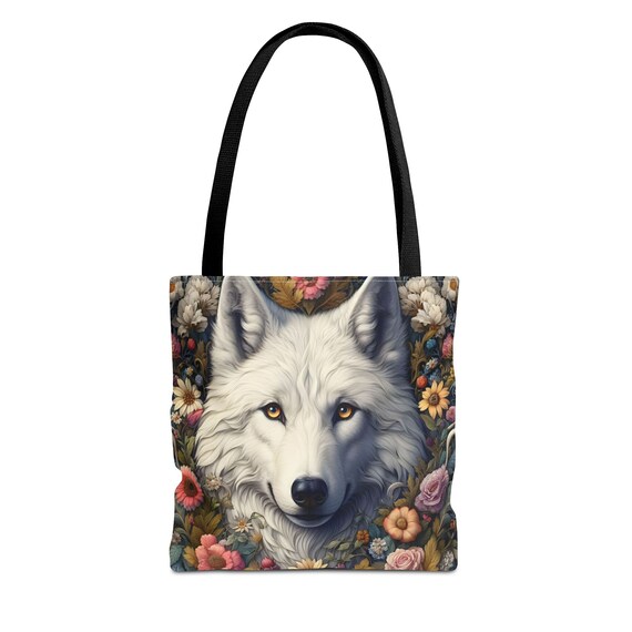 Wolf Tote Bag AOP William Morris Inspired Animal Print Bag Father s Day Gift Vintage Style Floral Bag Etsy