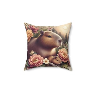 Cojín decorativo de capibara, diseño retro de cabaña, relleno incluido