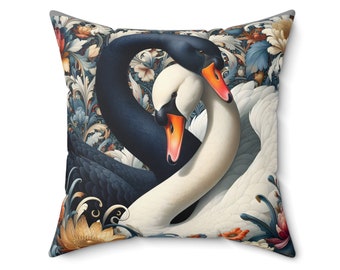 Swans Pillow William Morris Inspired  Throw Cushion Retro Cottage Core Decor Stylish  Art Home Design   Wedding Present Gift INSERT INCLUDED