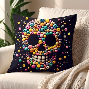 Sugar Skull Pillowcase Halloween Pillow Cover Cushion Cover Fall Sugar skull  Retro Halloween Gift INSERT NOT INCLUDED