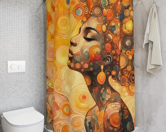 Tende da doccia Boho Woman, decorazioni per il bagno ispirate a Gustav Klimt, accessori artistici per la casa, vivaci bagni, arte moderna