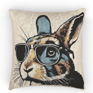 Almohada tejida de conejo, decoración de conejito para el hogar, cojín, regalo para amantes de los animales, decoración de Pascua de primavera, cojín acogedor
