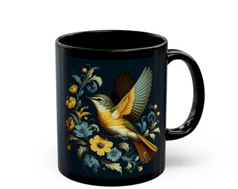 William Morris Inspired Bird Mug, Cottagecore Coffee Cup (11oz, 15oz)