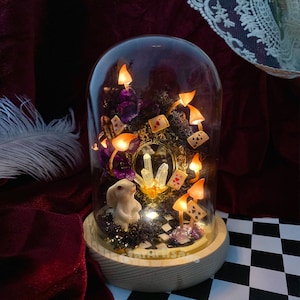 Handmade Glowing Mushroom Lamp with Crystal Dreamy Wonderland Cute Rabbit Unique Night Light Home Decor Anniversary Birthday Christmas Gifts