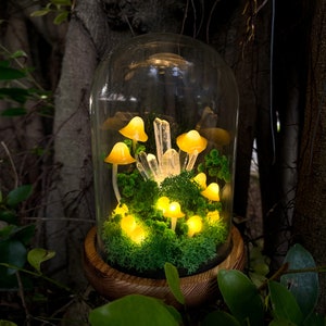 Enchanted Forest Mushroom Lamp Magic Night Light Charming Table Lamp Glowing Crystal & Mushroom Home Decor Cute Gift Lamp for Nature Lovers