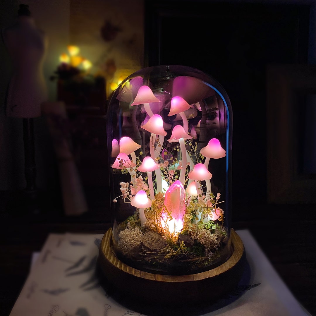 Fairy Tale Pink Mushroom Lamp, Handmade Mushroom Night Light With ...