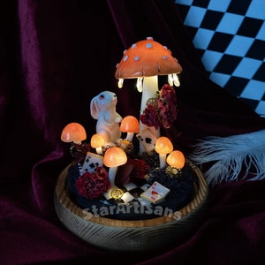 Handcrafted Magical Night Light Rabbit in Wonderland Glowing Mushroom Lamp Cute Fairy Lamp Home Room Decor Unique Gifts Christmas Birthday