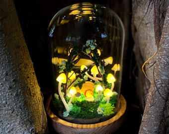 Luminária artesanal em formato de cogumelo, luz noturna inspirada na natureza, nuvem brilhante, cabana charmosa, luminária de mesa aconchegante com tema de floresta, decoração para casa, ideia de presente exclusiva.