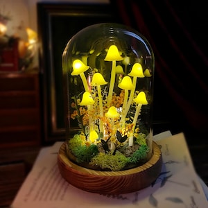 Cozy Mushroom House Art, Handmade Yellow Mushroom Night Light, Cute Forest Mushroom Lamp, Unique  Home Decor, Ideal Birthday Christmas Gifts