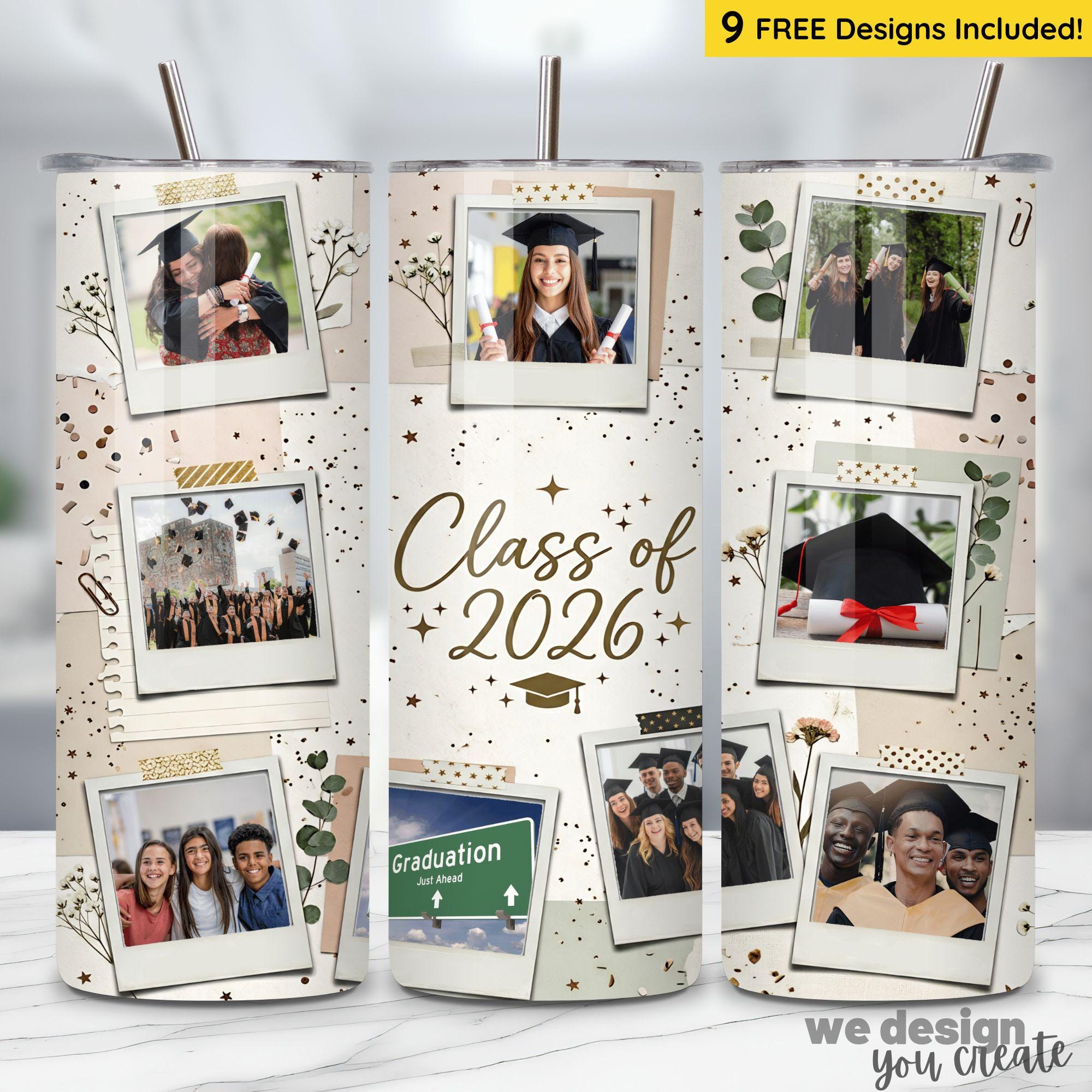 First Class Wraps Class of 2026 Tumbler Wrap PNG, Graduation Photo Tumbler Wrap, 20oz ...