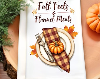 Fall Kitchen Towel Sublimation Design, Autumn Kitchen Towel PNG, Thanksgiving Kitchen Tea Towel PNG, Autumn Dish Towel PNG, Farmhouse Decor