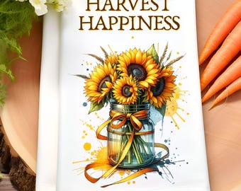 Diseño de sublimación de toalla de cocina de girasol, diseño PNG de toalla de cocina, toalla de té de cocina inspiradora, regalo de cocina de Año Nuevo PNG motivacional