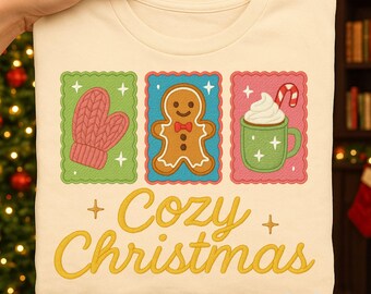 Faux Embroidered Christmas PNG Sublimation Design, Preppy Christmas PNG, Retro Christmas PNG, Faux Stitch Holiday Shirt, Christmas Shirt