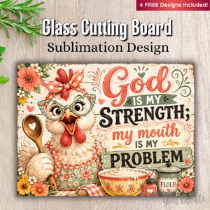 Funny Chicken Cutting Board PNG , Christian Design, Farmhouse Kitchen Decor, Funny Kitchen Sublimation, Farm Animal Png, Digital Download