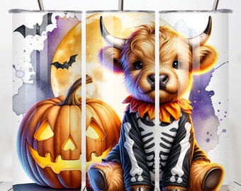Halloween Highland Cow PNG, Skeleton Cow Sublimation, Cute Cow Halloween Design, Spooky Highland Cow, Fall Sublimation PNG