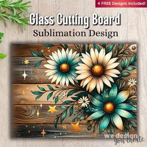 Rustic Daisy Cutting Board Sublimation PNG, Western Decor, Kitchen Decor, Floral Print, Farmhouse Chic Cutting Board File, Digital Download