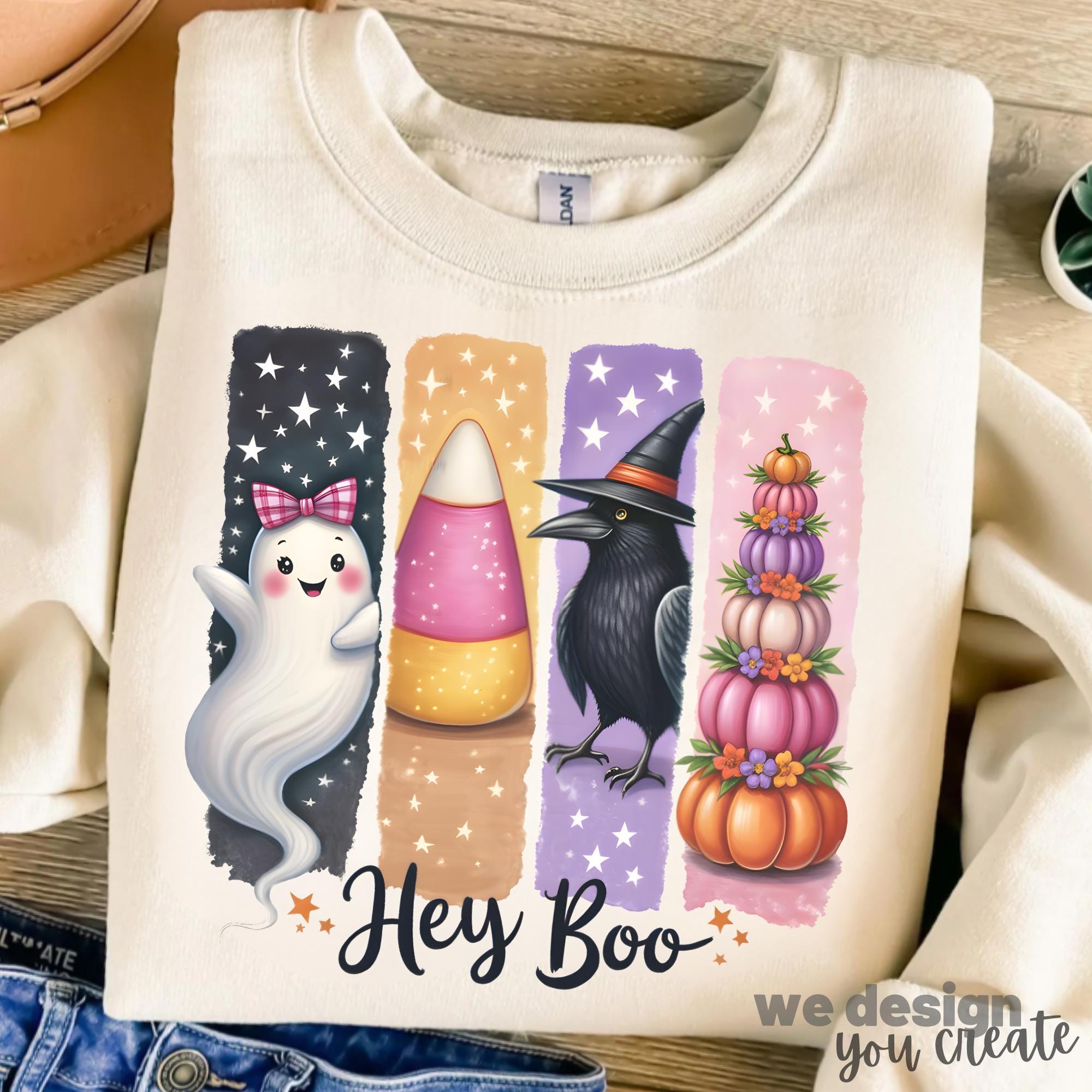 Hey Boo Halloween Brushstroke PNG, Girly Halloween Png, Cute Spooky Season PNG, Cute Sublimation Graphic for T-shirt, Kids Halloween Tee PNG