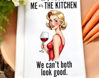 Funny Kitchen Towel Sublimation PNG, Sarcastic PNG, Wine Lover Gift, Retro Housewife PNG, Vintage Housewife Sassy Hand Towel Apron Design