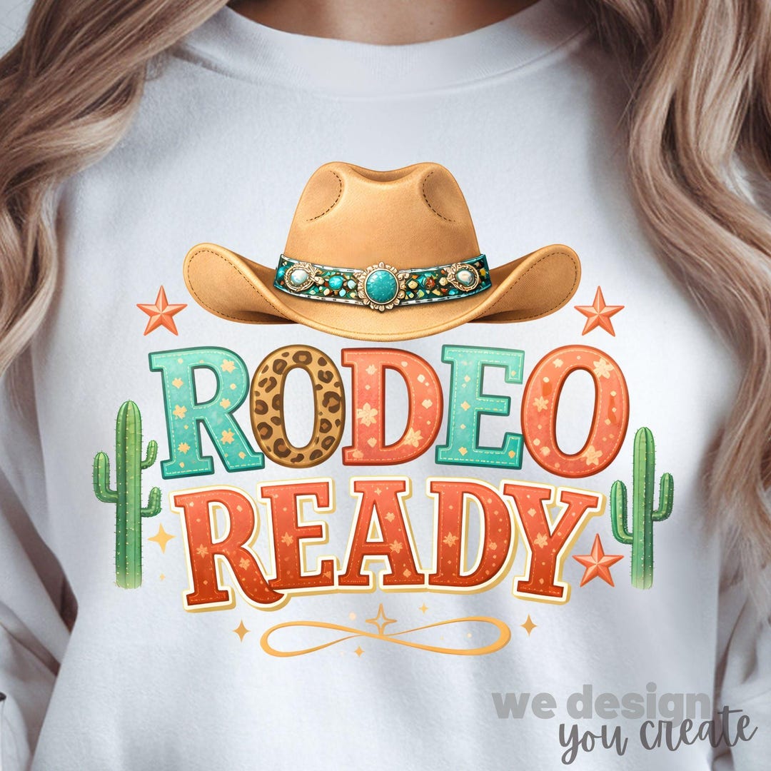 Neon Rodeo Shirt Design Rodeo Ready PNG Design, Rodeo Shirt PNG Cowboy Hat Sublimation Design ...