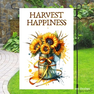 Sunflower Garden Flag Sublimation Design, Glass Jar Flower Floral Bouquet 12x18 Garden Flag Design Instant Digital Download, Sunflowers PNG