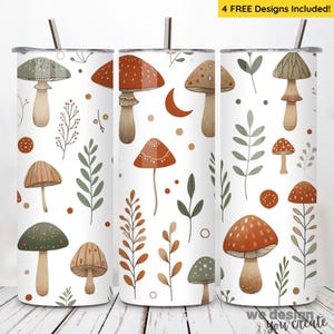 Mushroom Tumbler Wrap 20 oz Skinny Tumbler Sublimation Design Digital Download, Mushroom PNG, Boho Tumbler Wrap PNG, Nature Lover PNG Gift