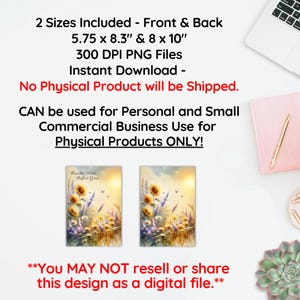 Inspirerande journalomslag PNG sublimeringsdesign, blommig anteckningsbok PNG, vildblommor sublimering direkt digital nedladdning reflektionsjournal bild 3