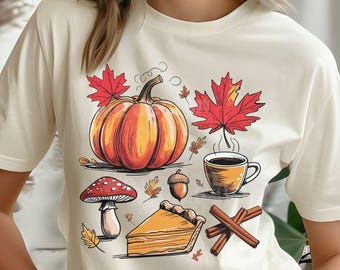 Fall Sublimation PNG, Autumn T-shirt Design, Pumpkin Pie Coffee Clipart, Fall Vibes Graphic, Cute Thanksgiving, Cozy Vibes, Fall Lover PNG