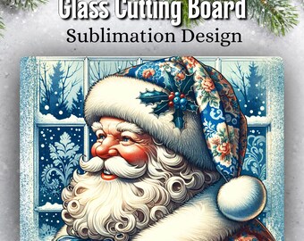 Christmas Cutting Board Sublimation Design Download, Vintage Santa Cutting Board PNG Design, Christmas PNG, Santa PNG Instant Download