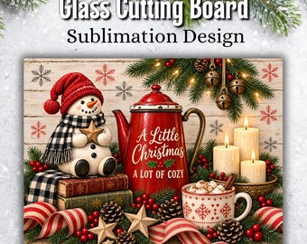 Christmas Cutting Board PNG, Winter Snowman Sublimation, Cozy Holiday Sublimation, Winter Kitchen Decor, Digital Download