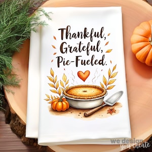 Fall Kitchen Towel Sublimation Design, Thankful Dish Towel PNG, Autumn Kitchen Tea Towel PNG, Fall Farmhouse Decor, Thanksgiving Towel PNG