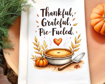 Fall Kitchen Towel Sublimation Design, Thankful Dish Towel PNG, Autumn Kitchen Tea Towel PNG, Fall Farmhouse Decor, Thanksgiving Towel PNG