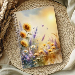 Inspirerande journalomslag PNG sublimeringsdesign, blommig anteckningsbok PNG, vildblommor sublimering direkt digital nedladdning reflektionsjournal bild 2