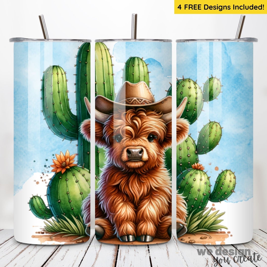 Cute Baby Highland Cow Tumbler Wrap, 20oz Skinny Tumbler Wrap ...