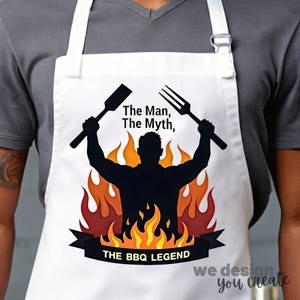 Funny BBQ Apron Sublimation PNG, Man Myth Grill Master Design, Father&#39;s Day Apron Design, BBQ Master png, Funny Dad Shirt, Gift Idea for Dad