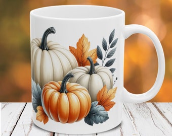 Fall Pumpkin Mug Wrap, 11oz and 15oz Mug Sublimation Design, Instant Digital Download PNG, Fall Mug PNG Autumn Decor Coffee Mug PNG Pumpkin