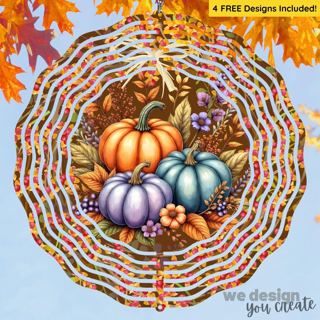 Fall Pumpkin Wind Spinner Sublimation PNG, Fall Wind Spinner, Hanging ...