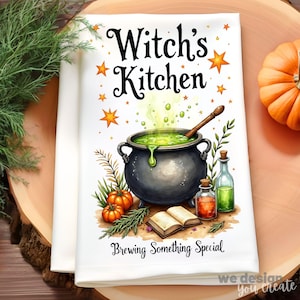 Halloween Kitchen Towel Sublimation, Witch's Kitchen Dish Towel PNG, Spooky Season Kitchen Tea Towel PNG, Halloween Baking, Halloween Decor