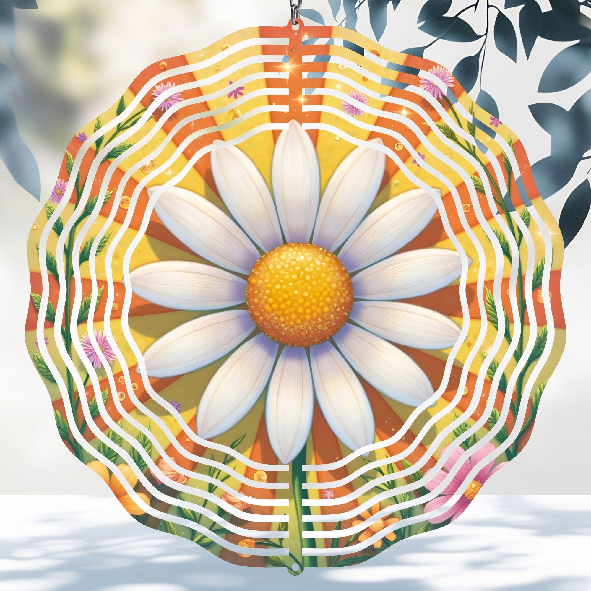 Daisy Wind Spinner PNG Sublimation Design, Floral Garden Decor Digital ...