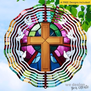 Cross Wind Spinner PNG Sublimation Design, Wind Spinner Designs Digital Download, Hanging Spinner Home Decor Garden Decor Outdoor Spinner