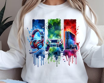 Gaming PNG Sublimation Design Brushstroke PNG, Streetwear PNG Instant Download, Gift for Him, Men's Tee Gaming Drip Design, Gamer png Tshirt