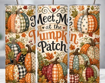 Pumpkin Patch Tumbler Wrap PNG, 20oz Skinny Tumbler Sublimation Design, Rustic Fall Pumpkin Png, Autumn Tumbler Wrap Digital Download