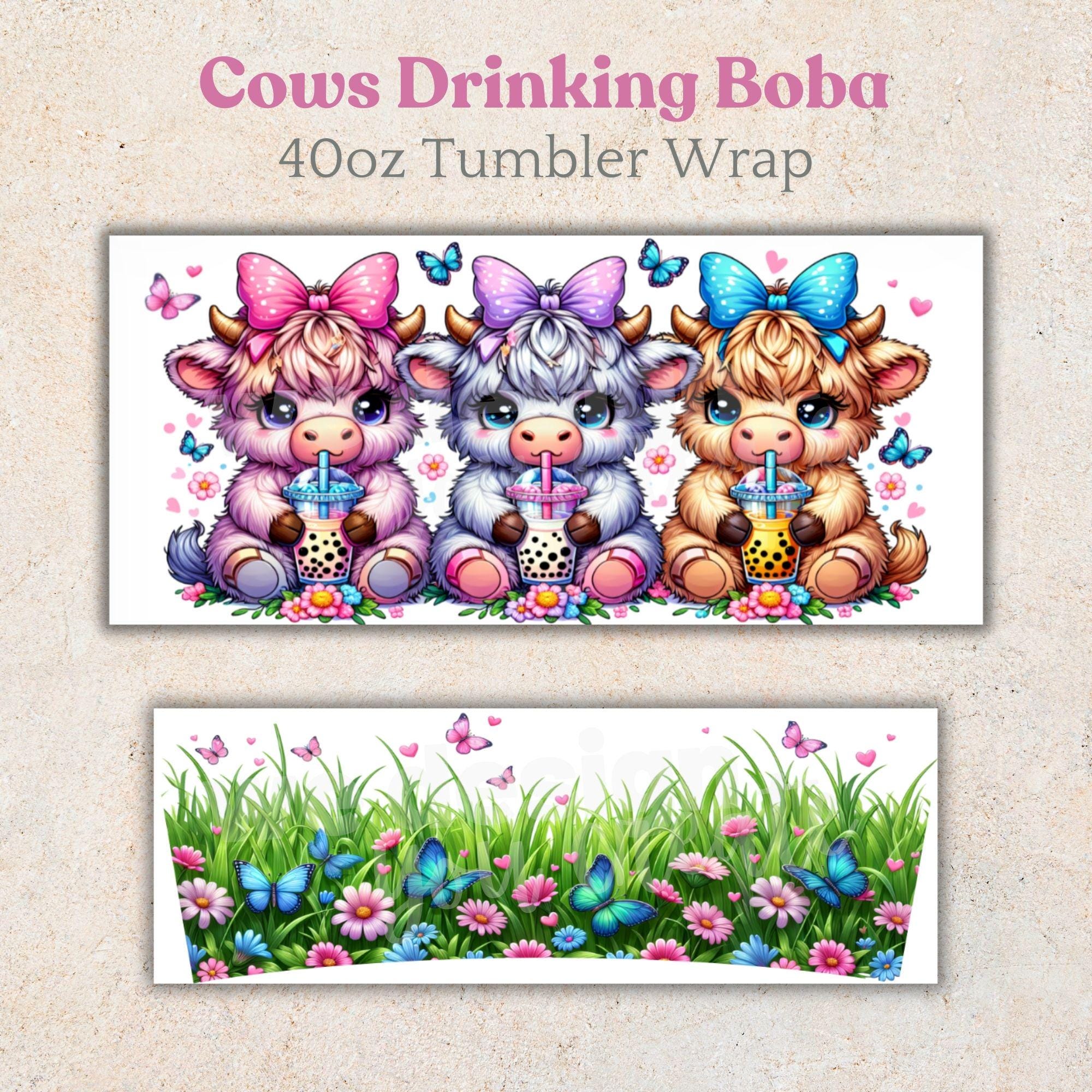 Highland Cow 40 Oz Tumbler Wrap, 40oz Cute Cow Sublimation Design ...
