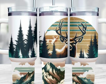 Deer Hunting 40oz Tumbler Wrap, 40oz Hunting Sublimation Design, Deer Tumbler Wrap For Men, Male Tumbler Design, Deer PNG Digital Download