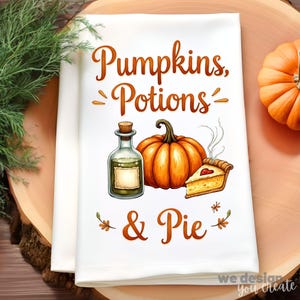 Fall Kitchen Towel Sublimation Design, Autumn Dish Towel PNG, Autumn Kitchen Tea Towel PNG, Halloween Decor Halloween Towel PNG, Pumpkin Png
