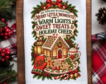 Christmas Kitchen Towel PNG, Merry Little Moments, Gingerbread Christmas Sublimation, Holiday Baking Towel, Christmas Kitchen Decor