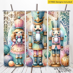 Nutcracker Tumbler Wrap 20oz Skinny Sublimation Tumbler Design Png, Christmas Sublimation Design, Christmas Tumbler Wrap, Digital Download