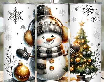 Christmas Snowman Tumbler Wrap 20 oz Skinny Sublimation Tumbler Design Holiday Tumbler Wrap Snowman Sublimation Design, Digital Download PNG
