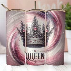 Queen Crown Tumbler Wrap, Elegant Royalty Design (PNG Digital Download) image 6