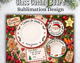Santa Cookie Tray PNG, Cookies for Santa Cutting Board Design, Reindeer Treats Christmas PNG, Christmas Eve Sublimation, Digital Download
