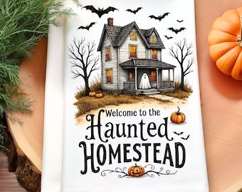 Halloween Kitchen Towel Sublimation, Haunted House Kitchen Dish Towel PNG, Spooky Season Tea Towel PNG, Halloween Baking, Halloween Decor